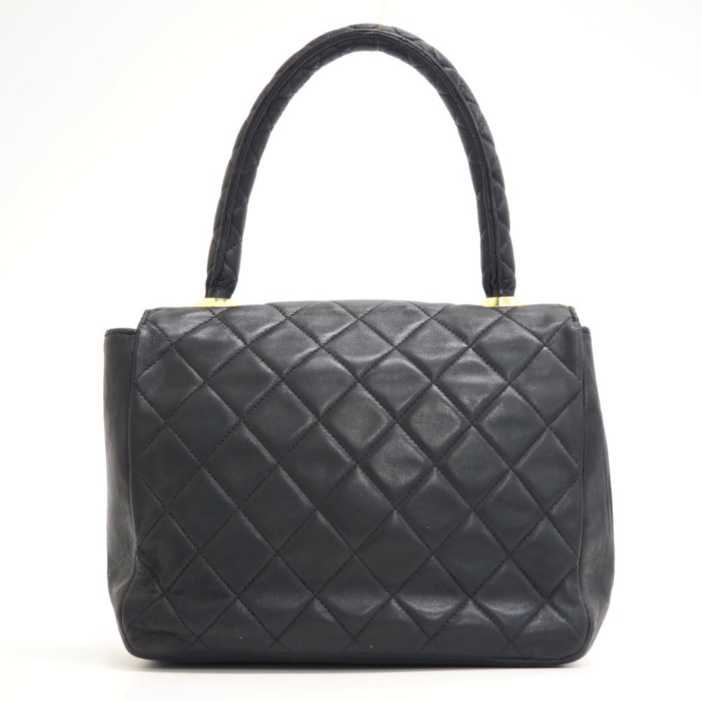 CHANEL Handbag lambskin black Turn lock COCO Mark Matrasse Women Used Authentic