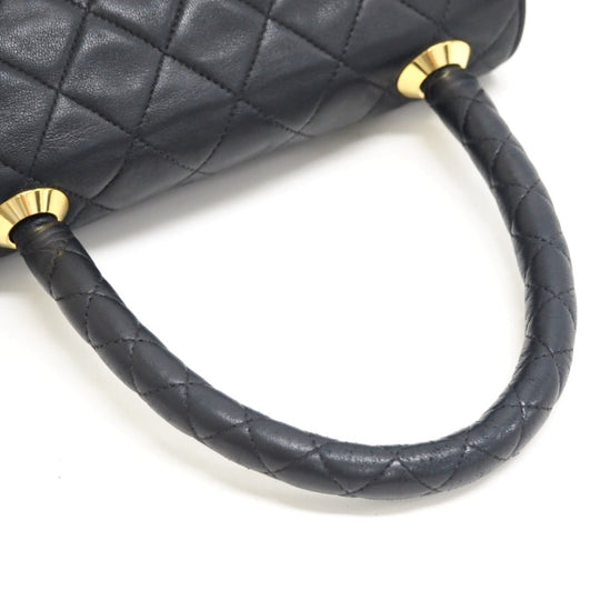 CHANEL Handbag lambskin black Turn lock COCO Mark Matrasse Women Used Authentic
