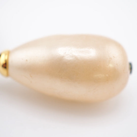 CHANEL Earring Gold Plated, Faux Pearl gold 94A Gold Platedx Fake Pearl Clover Women Used Authentic