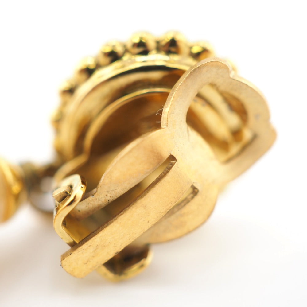 CHANEL Earring Gold Plated, Faux Pearl gold 94A Gold Platedx Fake Pearl Clover Women Used Authentic