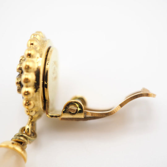 CHANEL Earring Gold Plated, Faux Pearl gold 94A Gold Platedx Fake Pearl Clover Women Used Authentic