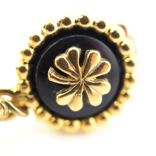 CHANEL Earring Gold Plated, Faux Pearl gold 94A Gold Platedx Fake Pearl Clover Women Used Authentic