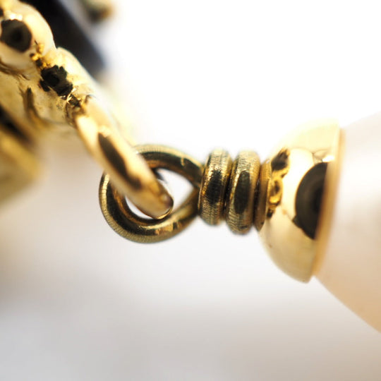 CHANEL Earring Gold Plated, Faux Pearl gold 94A Gold Platedx Fake Pearl Clover Women Used Authentic
