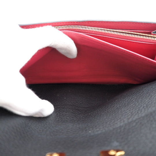 LOUIS VUITTON Long Wallet Purse M61248 Taurillon Clemence black LV logo Portefeuille Capsine Women Used Authentic