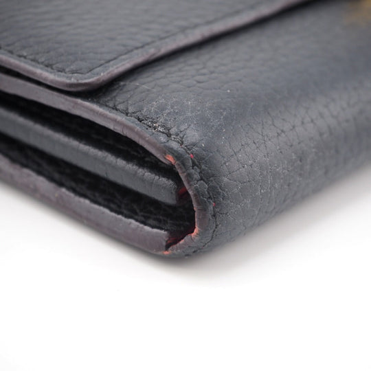 LOUIS VUITTON Long Wallet Purse M61248 Taurillon Clemence black LV logo Portefeuille Capsine Women Used Authentic