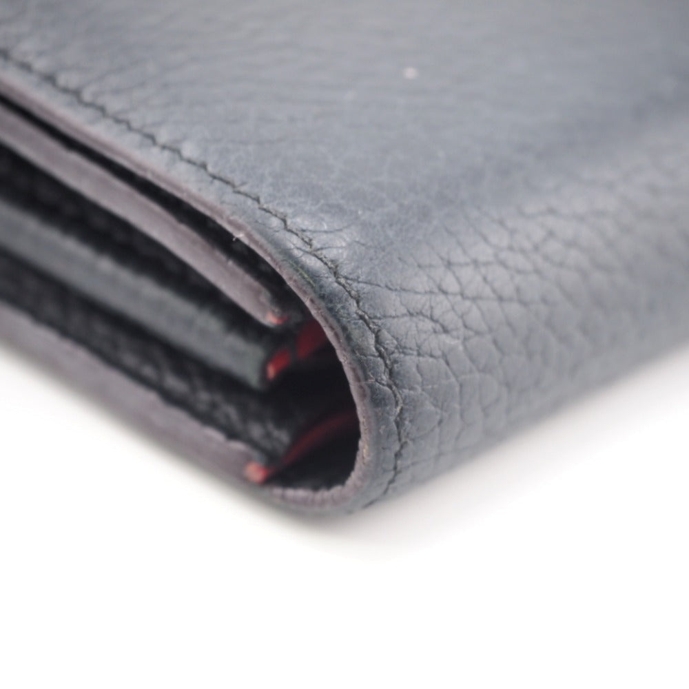 LOUIS VUITTON Long Wallet Purse M61248 Taurillon Clemence black LV logo Portefeuille Capsine Women Used Authentic