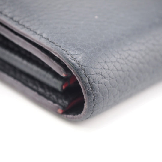 LOUIS VUITTON Long Wallet Purse M61248 Taurillon Clemence black LV logo Portefeuille Capsine Women Used Authentic