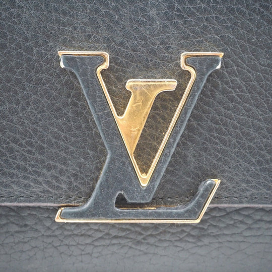 LOUIS VUITTON Long Wallet Purse M61248 Taurillon Clemence black LV logo Portefeuille Capsine Women Used Authentic