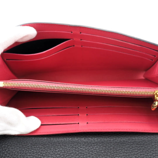 LOUIS VUITTON Long Wallet Purse M61248 Taurillon Clemence black LV logo Portefeuille Capsine Women Used Authentic