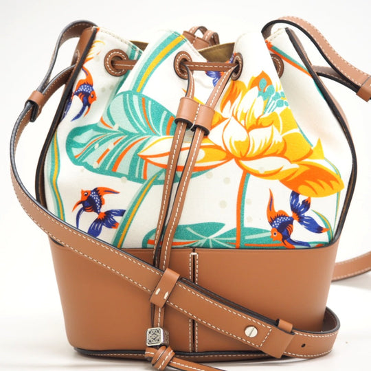 LOEWE Shoulder Bag Canvas, Leather Brown Loewe x Paula Zuibiza Balloon bag medium Women Used Authentic