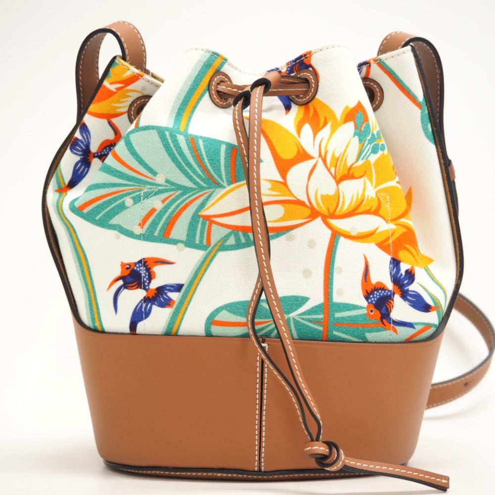 LOEWE Shoulder Bag Canvas, Leather Brown Loewe x Paula Zuibiza Balloon bag medium Women Used Authentic