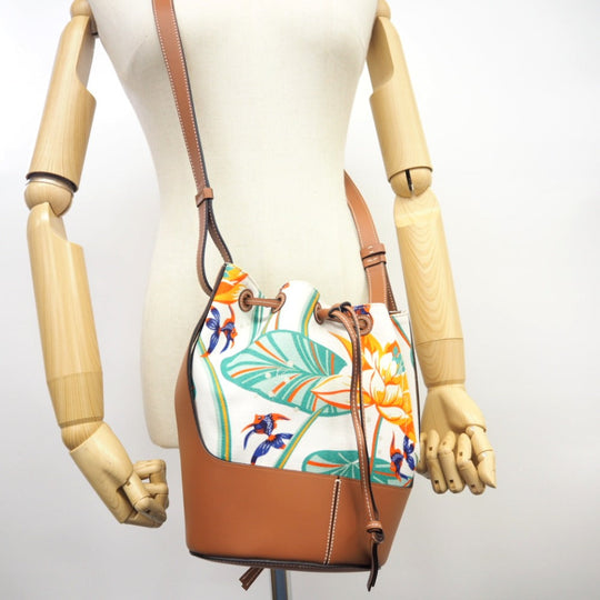 LOEWE Shoulder Bag Canvas, Leather Brown Loewe x Paula Zuibiza Balloon bag medium Women Used Authentic