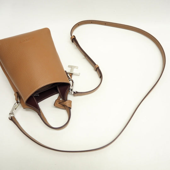 TOD�fS Shoulder Bag leather Brown 2WAY handbag T Timeless Women Used Authentic