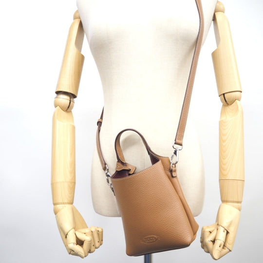 TOD�fS Shoulder Bag leather Brown 2WAY handbag T Timeless Women Used Authentic