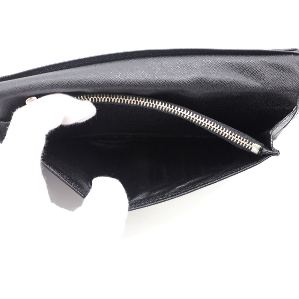 LOUIS VUITTON Long Wallet Purse M32572 leather black Taiga Portefeuille Brazza mens Used Authentic