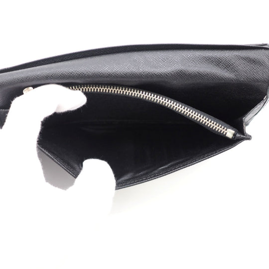 LOUIS VUITTON Long Wallet Purse M32572 leather black Taiga Portefeuille Brazza mens Used Authentic