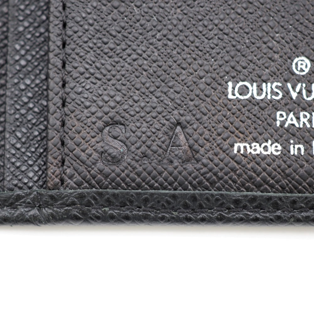 LOUIS VUITTON Long Wallet Purse M32572 leather black Taiga Portefeuille Brazza mens Used Authentic