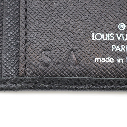 LOUIS VUITTON Long Wallet Purse M32572 leather black Taiga Portefeuille Brazza mens Used Authentic