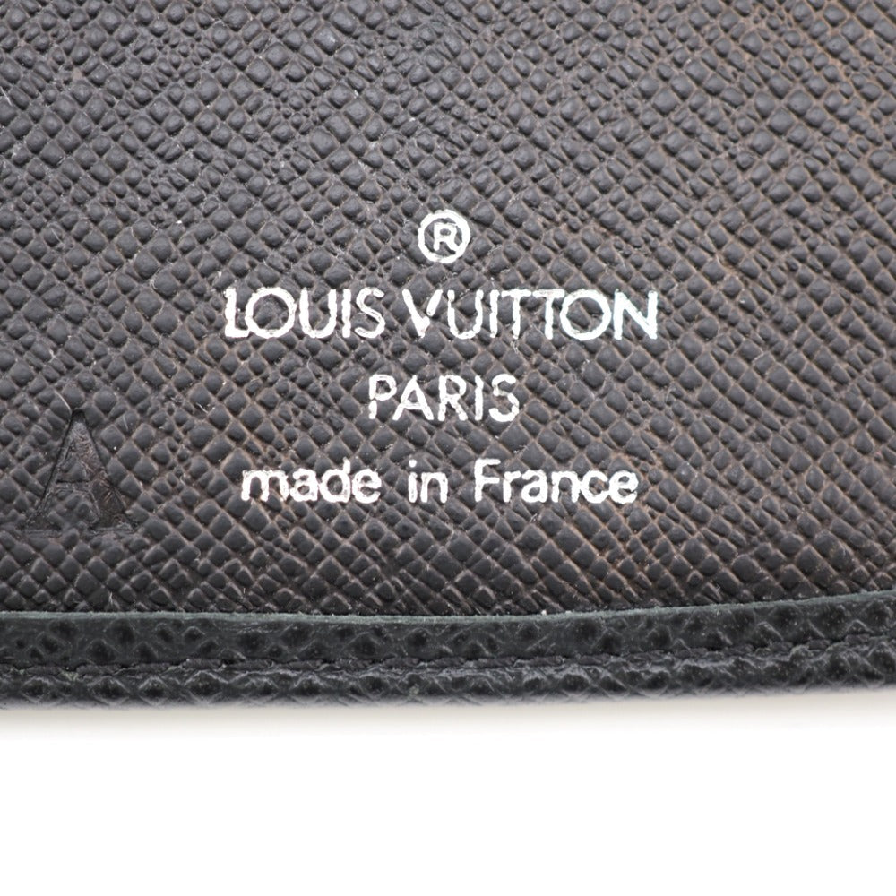 LOUIS VUITTON Long Wallet Purse M32572 leather black Taiga Portefeuille Brazza mens Used Authentic