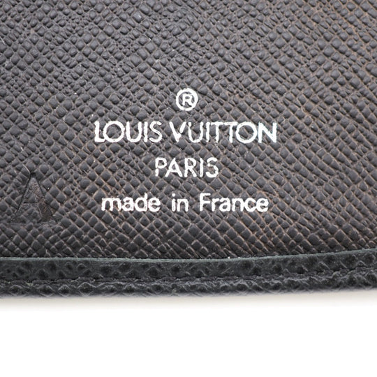 LOUIS VUITTON Long Wallet Purse M32572 leather black Taiga Portefeuille Brazza mens Used Authentic