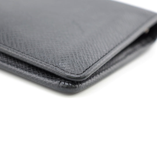 LOUIS VUITTON Long Wallet Purse M32572 leather black Taiga Portefeuille Brazza mens Used Authentic