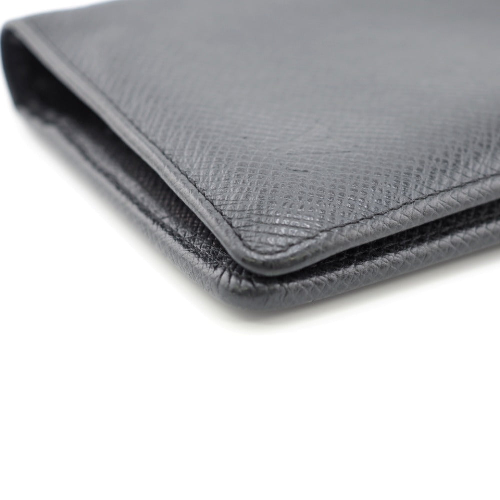 LOUIS VUITTON Long Wallet Purse M32572 leather black Taiga Portefeuille Brazza mens Used Authentic