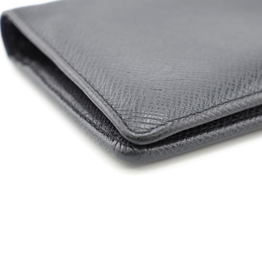 LOUIS VUITTON Long Wallet Purse M32572 leather black Taiga Portefeuille Brazza mens Used Authentic