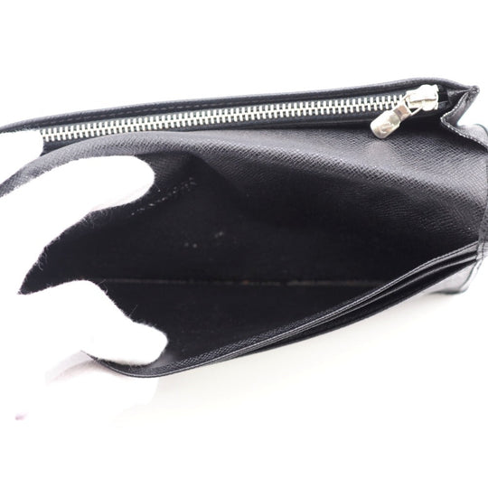 LOUIS VUITTON Long Wallet Purse M32572 leather black Taiga Portefeuille Brazza mens Used Authentic