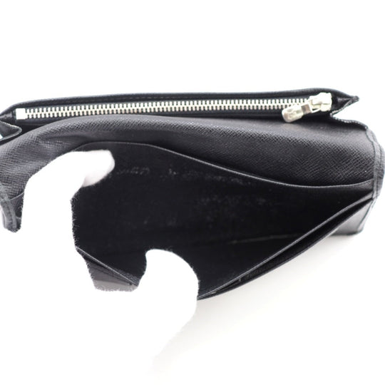 LOUIS VUITTON Long Wallet Purse M32572 leather black Taiga Portefeuille Brazza mens Used Authentic