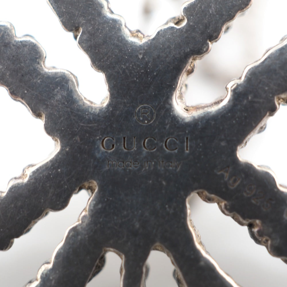 GUCCI Necklace Silver925 Silver Fake pearl Clover Women Used Authentic