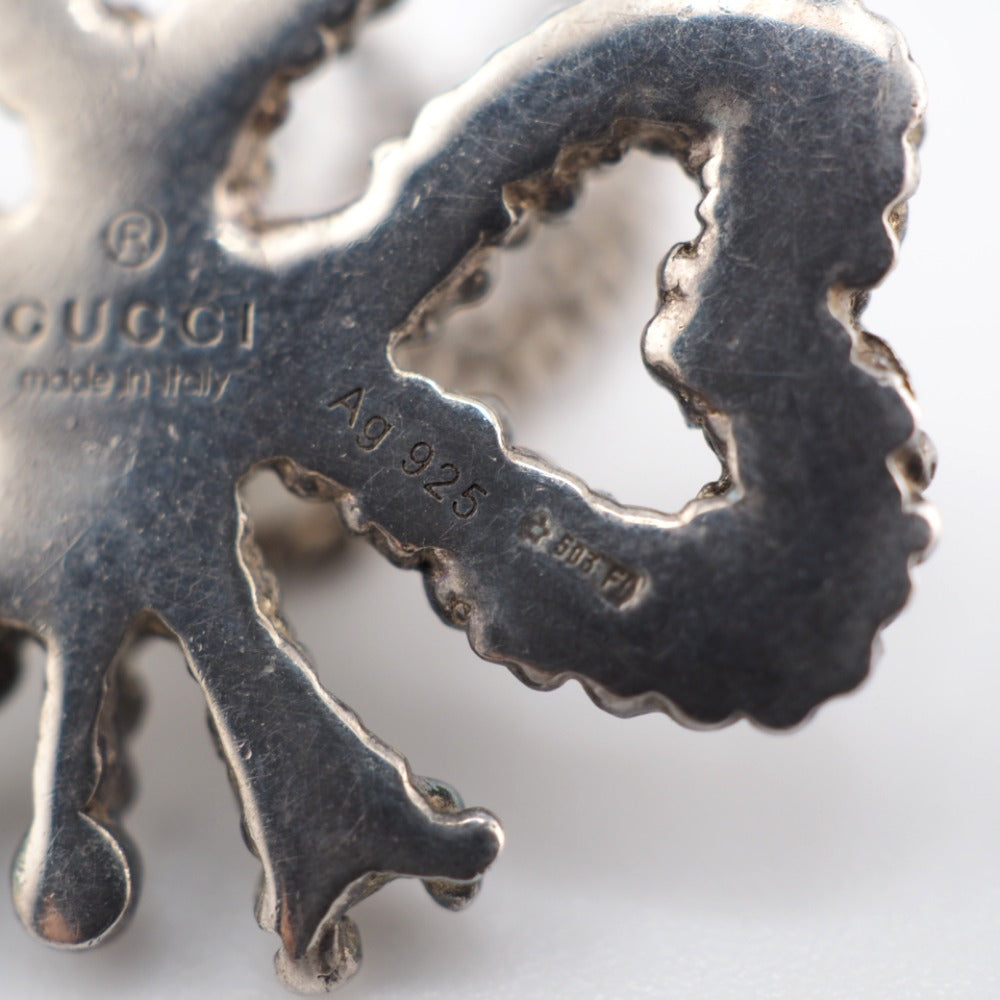 GUCCI Necklace Silver925 Silver Fake pearl Clover Women Used Authentic