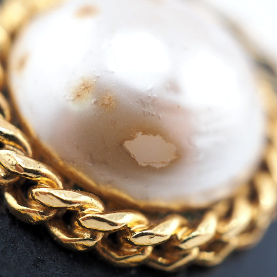 CHANEL Earring Gold Plated gold 26 Fake pearl Women Used Authentic