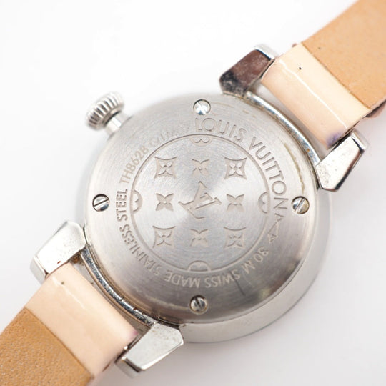 LOUIS VUITTON Watches Q1M07 Stainless Steel pink Quartz QZ Cherry blossom Tambour Women Used Authentic