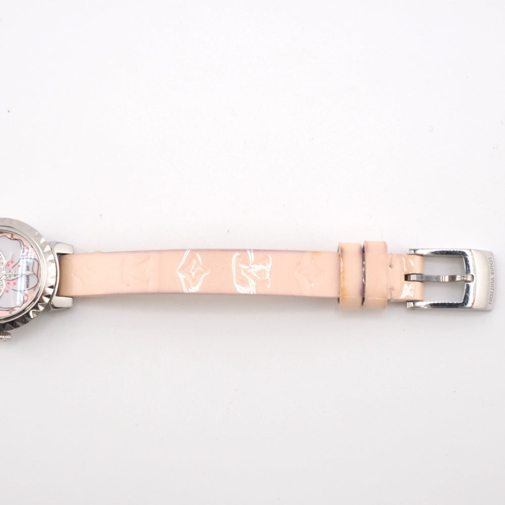 LOUIS VUITTON Watches Q1M07 Stainless Steel pink Quartz QZ Cherry blossom Tambour Women Used Authentic