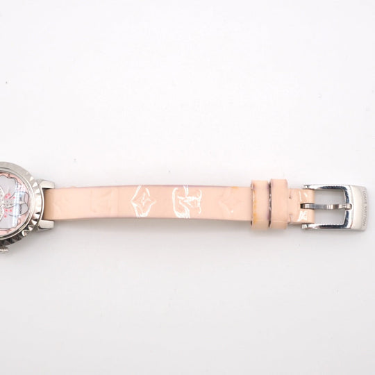 LOUIS VUITTON Watches Q1M07 Stainless Steel pink Quartz QZ Cherry blossom Tambour Women Used Authentic