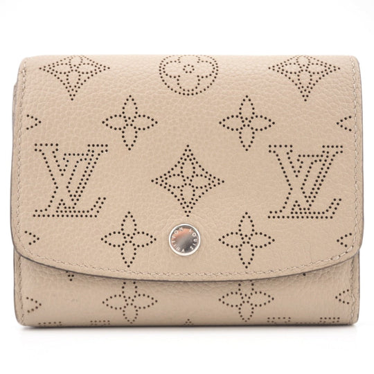 LOUIS VUITTON Bifold Wallet M62542 leather beige Mahina Portefeuille Iris Compact Women Used Authentic