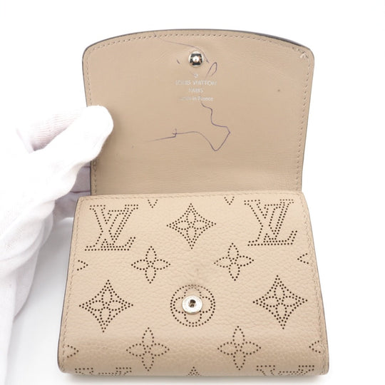 LOUIS VUITTON Bifold Wallet M62542 leather beige Mahina Portefeuille Iris Compact Women Used Authentic