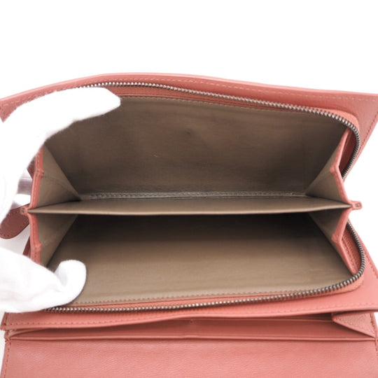 BOTTEGAVENETA Long Wallet Purse leather pink INTRECCIATO Women Used Authentic