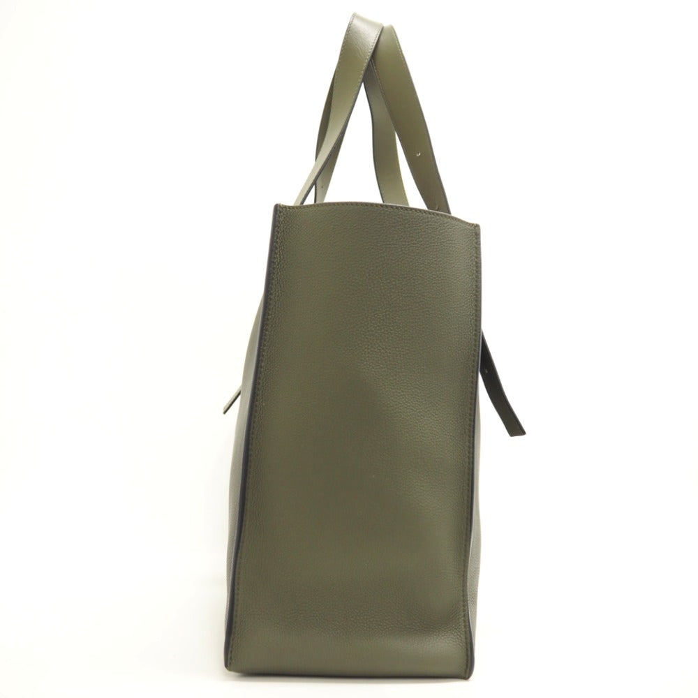 LOEWE Tote Bag leather khaki anagram buckle tote Women Used Authentic