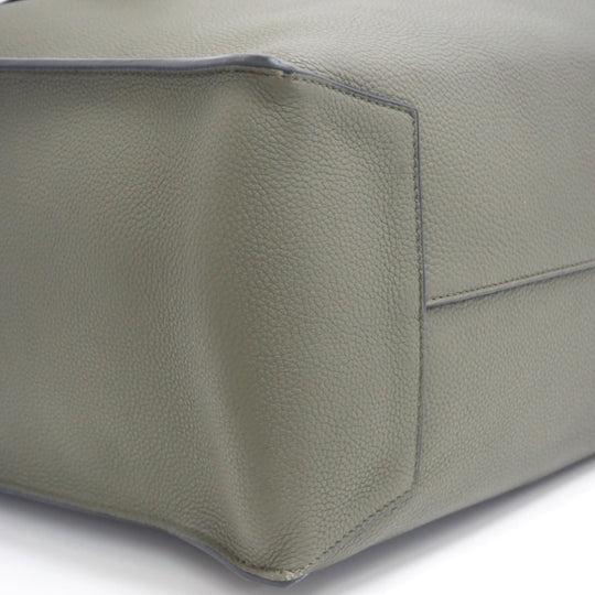 LOEWE Tote Bag leather khaki anagram buckle tote Women Used Authentic