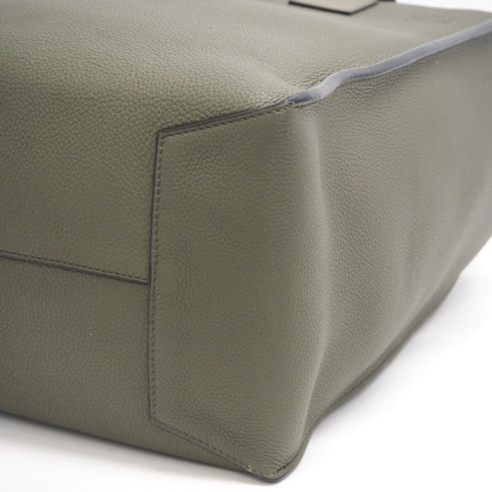 LOEWE Tote Bag leather khaki anagram buckle tote Women Used Authentic