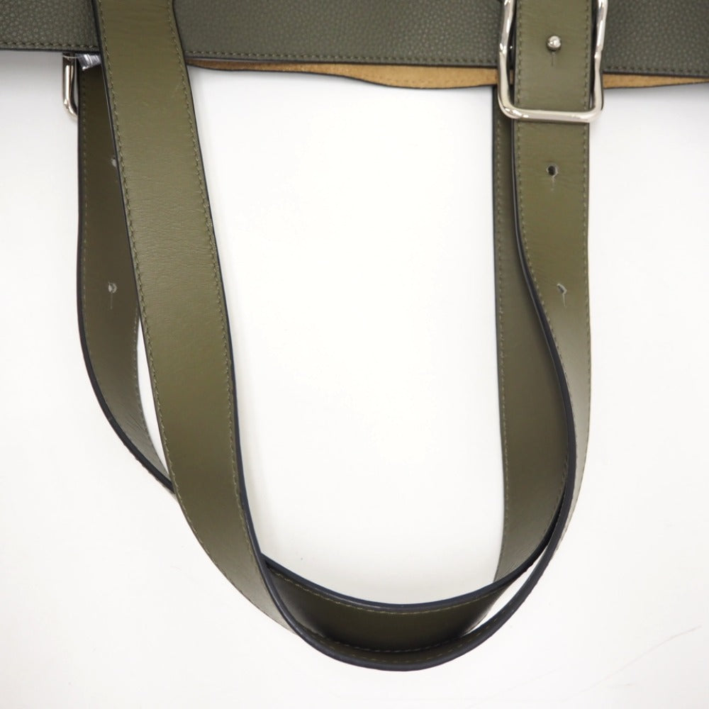 LOEWE Tote Bag leather khaki anagram buckle tote Women Used Authentic