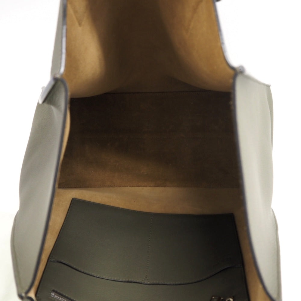 LOEWE Tote Bag leather khaki anagram buckle tote Women Used Authentic