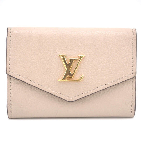 LOUIS VUITTON Tri-fold wallet M69340 Taurillon Clemence beige Taurillon Clemence Portefeuille Lock Mini Women Used Authentic