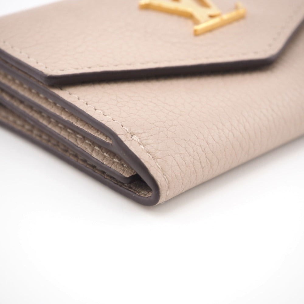 LOUIS VUITTON Tri-fold wallet M69340 Taurillon Clemence beige Taurillon Clemence Portefeuille Lock Mini Women Used Authentic