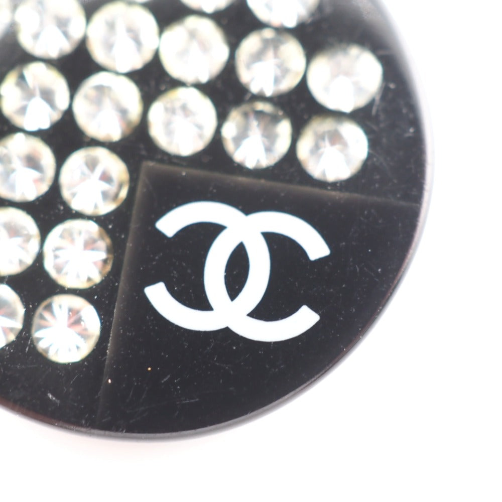 CHANEL Necklace Plastic, Gold Plated black COCO Mark rhinestone Women Used Authentic