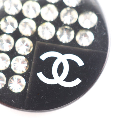 CHANEL Necklace Plastic, Gold Plated black COCO Mark rhinestone Women Used Authentic