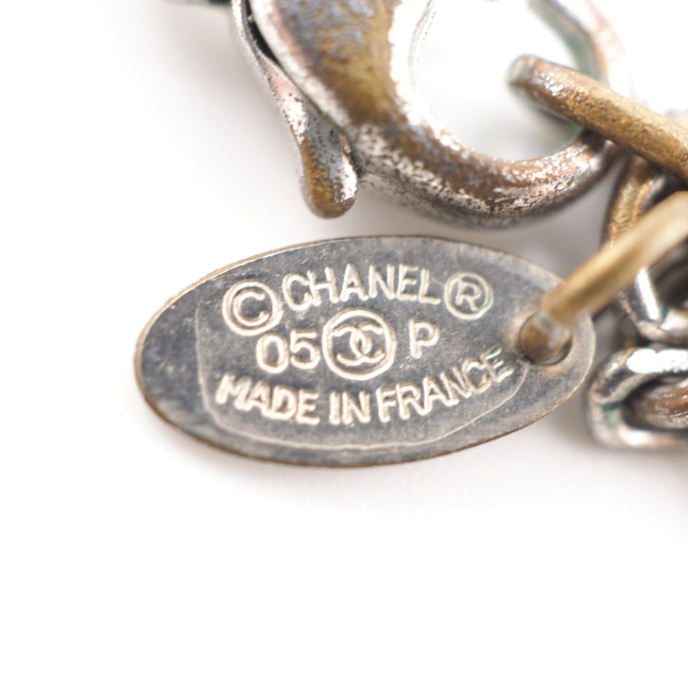 CHANEL Necklace Plastic, Gold Plated black COCO Mark rhinestone Women Used Authentic