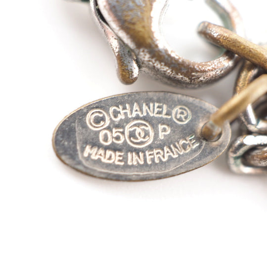 CHANEL Necklace Plastic, Gold Plated black COCO Mark rhinestone Women Used Authentic