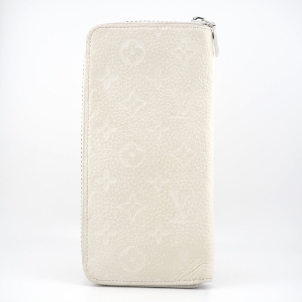 LOUIS VUITTON Long Wallet Purse M80337 leather white Zip Around Monogram Friends Zippy Wallet Vertical mens(Unisex) Used Authentic